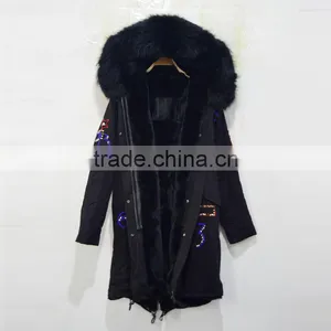 New Fashion Black Long Britain Beading Faux Fur Coat for Men thumbnail-3