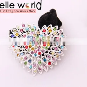Fashion High Elasticity Heart-shape Rhinestone Fabric Hair Band thumbnail-4