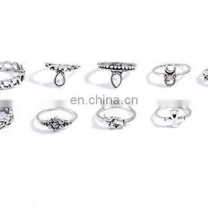 Punk Gold Silver Stack Above Knuckle Ring Band Midi Finger Rings 10PCS/Set thumbnail-5