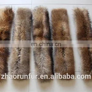 Wholesale Price Fashion Natural Real Dyed Raccoon Fur Collar For Garment thumbnail-3