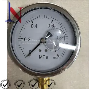 100mm 1Mpa Big Dial Bottom Connection Stainless Steel Hydraulic Pressure Gauge thumbnail-1