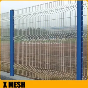 Green Pvc Coated Welded Wire Mesh Fence / 3D Curved Wire Mesh Fencing thumbnail-1