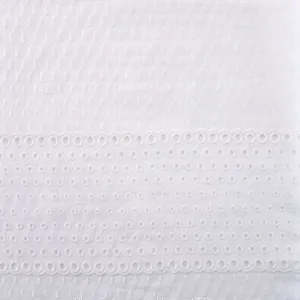 French Embroidery White Pure Origin Cotton Lace Embroidered Fabric thumbnail-2