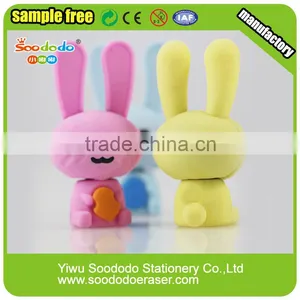 Mini TPR Cute Rabbit Shape 3D Eraser For Kids thumbnail-1