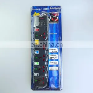 High Quality Black Power Socket 13A Outlet Power Electrical UK Standard Extension Socket Independent Switch With Usb Socket thumbnail-2