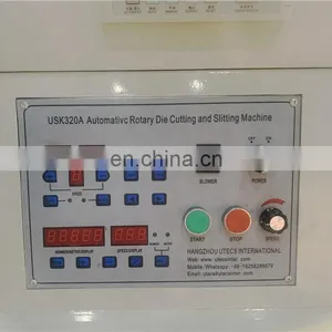 USK320A Automatic Self Adhesive Blank Label Sticker Rotary Die Cutting Slitting Rewinding Machine With Turret thumbnail-2