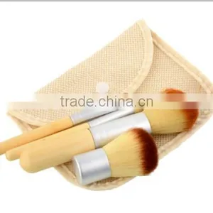 4pcs Private Logo Bamboo Handle Makeup Brush Kit Powder Brush Foundation Brush With Punch thumbnail-2