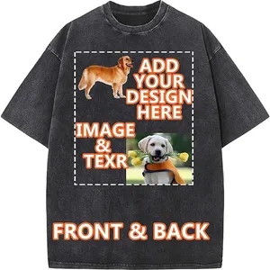 Custom Oversized T Shirts Vintage Tee Loose Fit Casual Streetwear Baggy Washed Cotton Personalized Add Your Own Design thumbnail-1