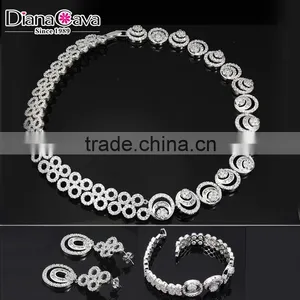 Round Top AAA Quality Cubic Zirconia Dubai White Gold Luxury Bridal Jewelry Set thumbnail-1