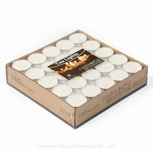 Smokeless 8 Hour Unscented Plant Wax Tealight Candles 50pcs/Pack for Home Decor Shabbat Weddings thumbnail-4