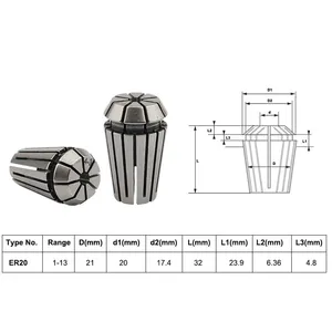 High Quality ER20 Spring Clamps Collet Chuck Milling Machine Clamp Set Morse Holder Cone for CNC Milling Lathe Tool thumbnail-4