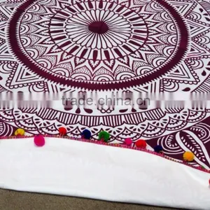 Large Round Beach Towel Turkish Throw Roundie Ombre Mandala Round Towel thumbnail-1