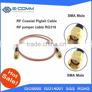 China Supplier 50cm Cable SMA Male To SMA Male With Nut Bulkhead RF Coax Pigtail Cable RG316 Connector Adapter thumbnail-1