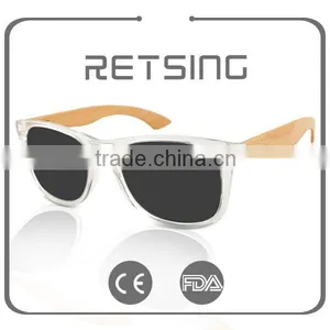 Popular Style Sunglass Wood Temple Sun Glasses With Transparent Plastic Frame thumbnail-5