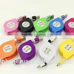 Colorful Flat Logo Custom Micro Retractable Usb Charging Cable thumbnail-1