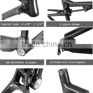 Carbon Fiber Bike Mountain Frame Full Suspension Mtb Frame 26er for Sale thumbnail-1