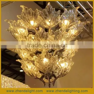 2016 Newest Decorative Art Hand Blown Glass LED Maple Leaf Chandelier Pendent Light thumbnail-1