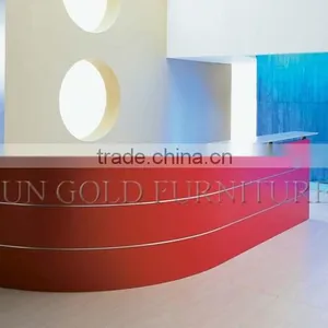 Modern Popular Curved Half Round Red Office Reception Desk (SZ-RT043) thumbnail-1