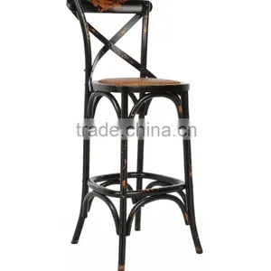 Vintage Industrial Antique Metal Bar Chair, Newly Design French Cross Dining Bar Chair thumbnail-1