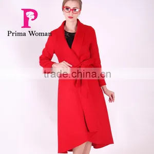 2016 New Design Spring Women Length Slim Fit Wool Coat With Belt thumbnail-4