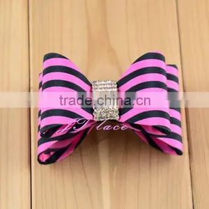 Hot Pink/Navy Silk Hair Bow- 7cm Hair Bow Headband Decorate thumbnail-1