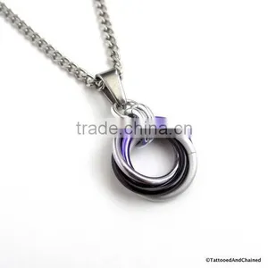 2016 Ace Pride Pendant Necklac, Chainmail Love Knot Asexual Pride Jewelry Circle Pendant Necklace Woman thumbnail-1