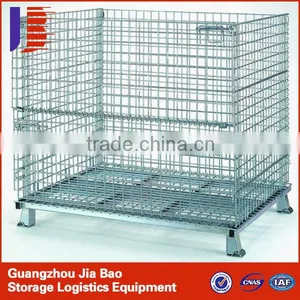 Folding Pallet Cage Storage Stackable Wire Cage Wire Bin thumbnail-1
