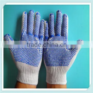 22cm Blue PVC Dotted Cotton Gloves for Asian Workers thumbnail-1