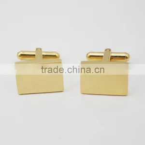 316L Stainless Steel Gold Rectangle Cufflink Custom Engrave Logo Gold Cufflinks thumbnail-3