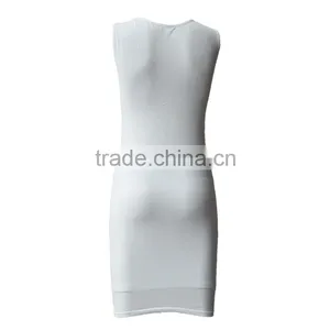 2016 Seamless Designer One Piece White Meshed Sleeveless Summer Girls Party Dress thumbnail-3