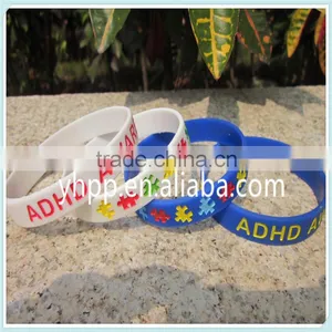 Custom ADHD Awareness Silicone Purple Blue&White Colours Wristband Bracelet thumbnail-1