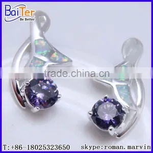 Opal Jewelry Factory!Custom Copper Synthetic Amethyst And Opal Earring Wholesale 925 Sterling Silver Opal Earrings With Amethyst thumbnail-3