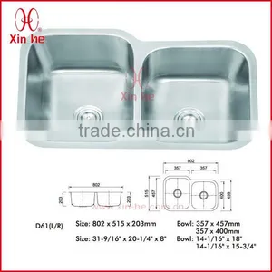 SUS304 Stainless Steel Round Corner Kitchen Sink thumbnail-1