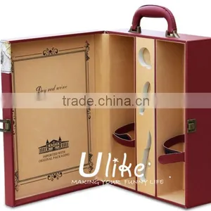 Hot Sell Fashion PU Leather Wine Gift Package With Handle Leather Wine Box Package Wine Box Package Design Package Type Air Cond thumbnail-1
