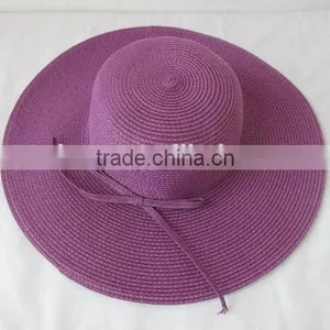 2015 Made in China Best Quality Lady White Straw Hat With Black Bands thumbnail-5