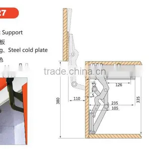 Cabinet High-rise Flap Lift Fitting With Gas Springs on Either Side thumbnail-3