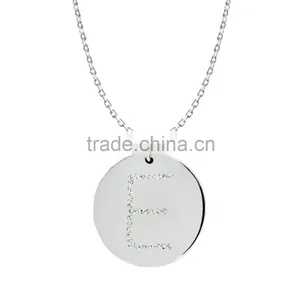 Silver/Brass in 14k White Gold or Rose Gold Collection in Italics Alphabet 'E' Customize Design Pendants thumbnail-1