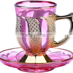 Golden Tea Cup and Saucer Set thumbnail-1