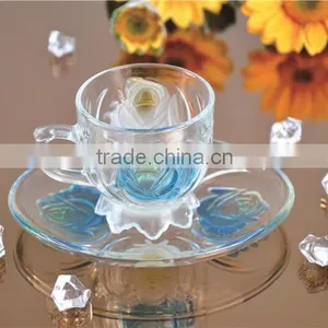Tea Coffee Drinking Glass Cup and Saucer Set thumbnail-2