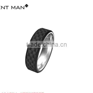 7MM Tungsten Carbide Band Black Carbon Fiber Tungsten Carbide Wedding Band Ring thumbnail-2