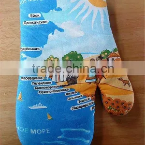 Lengthened Microwave Oven Gloves Mitts Cotton Baked Cotton Oven Mitt thumbnail-5