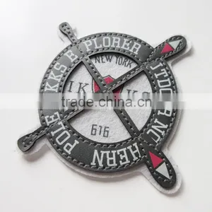 China Custom Logo Unique Felt Embroidery PU Badge thumbnail-1