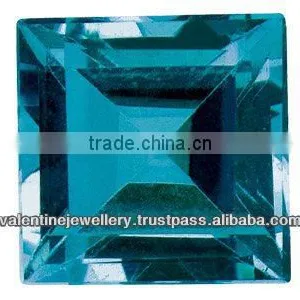 Princess Cut Blue Corundum Stone, London Blue Topaz Supplier, Loose Gemstone Supplier From India thumbnail-1