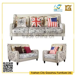 Modern Nordic Style Assorted Color Wooden Legs Fabric Tufted Sofa With Rivet for Living Room Furniture thumbnail-5