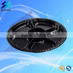 SM1-2101Black Printing Round Divided Sushi Tray With Anti-fog Lids thumbnail-1