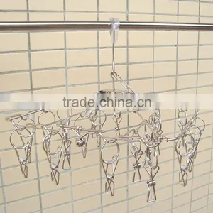 Clips Stainless Steel Clothes Hanger and Round Stainless Steel Clothes Clip Hanger With 20 Clips thumbnail-2