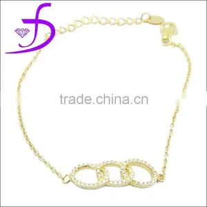 Fashion CZ Jewelry Wholesale Round Stone 925 Sterling Silver Bracelet thumbnail-1