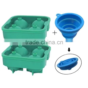 Ball Shape 4 Silicone Ice Cube Tray / Silicone Round Shape Ice Cube Tray Mold/Silicone Ice Ball Maker thumbnail-1