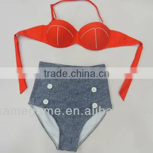 2014 Sexy High Waist Girl Bikini Swimwear thumbnail-1