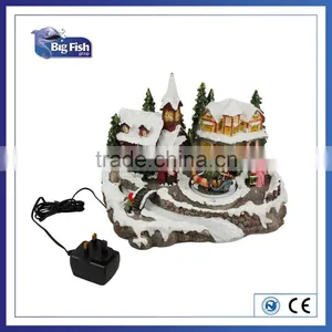 Traditional Christmas Scene Christmas LED Village w Turning Tree & Music thumbnail-1